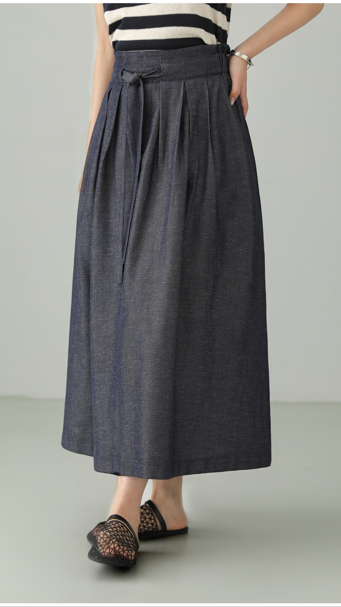 Cotton Linen Art Flare Skirt B4765