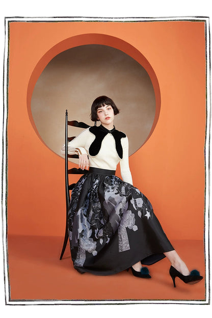 ユニークパールビーズベルベットカラー　b4446