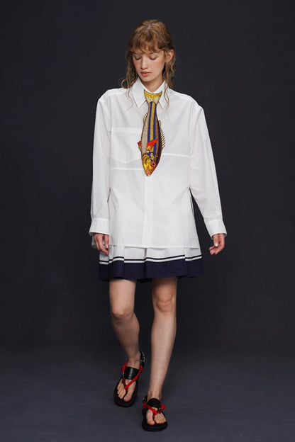 Airy smooth simple loose shirt B4167