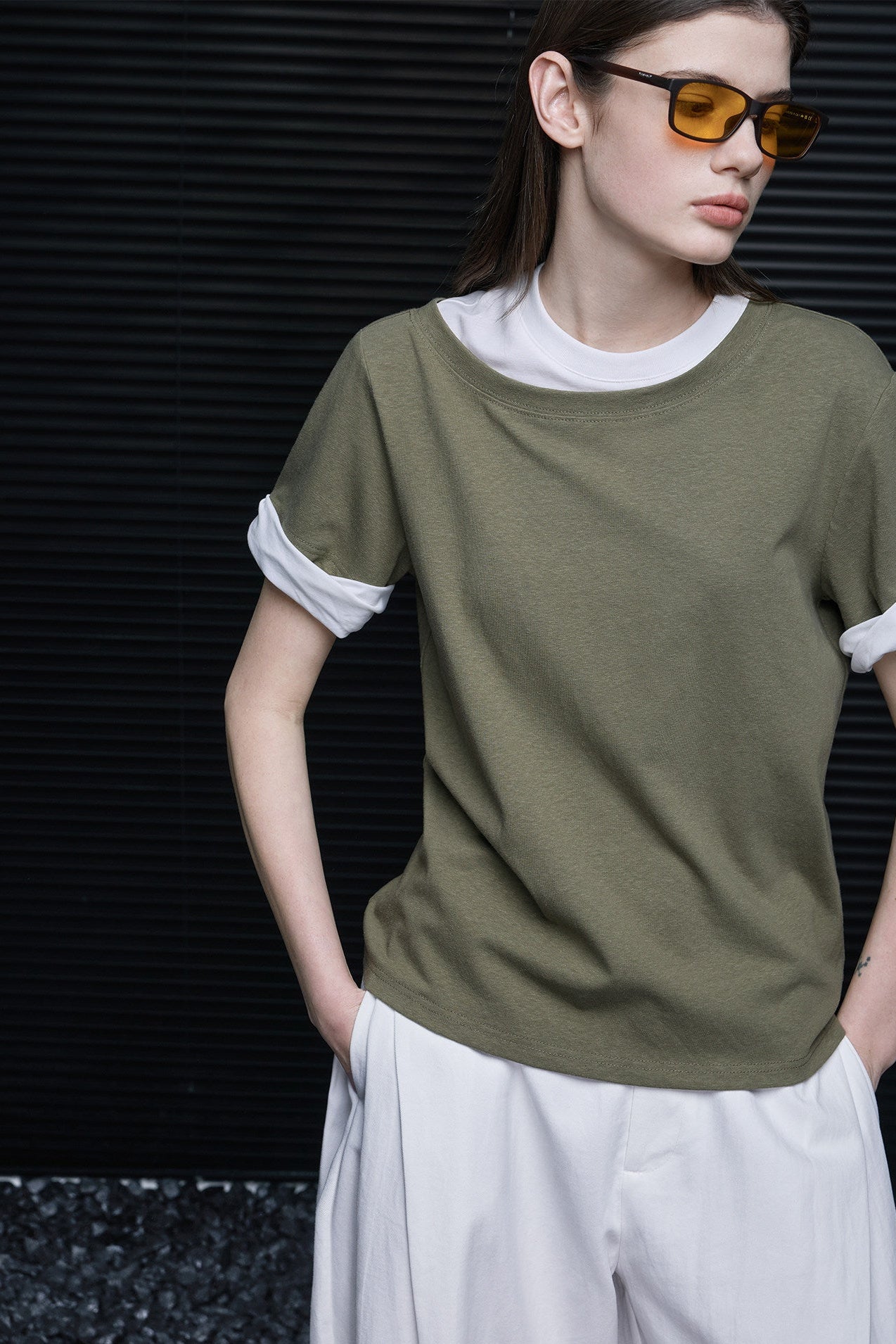 Fake Two-Piece Short-Sleeve T-Shirt B4854