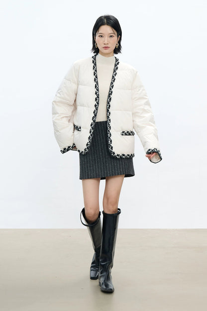 美麗諾羊毛粗呢條紋迷你裙 B4485