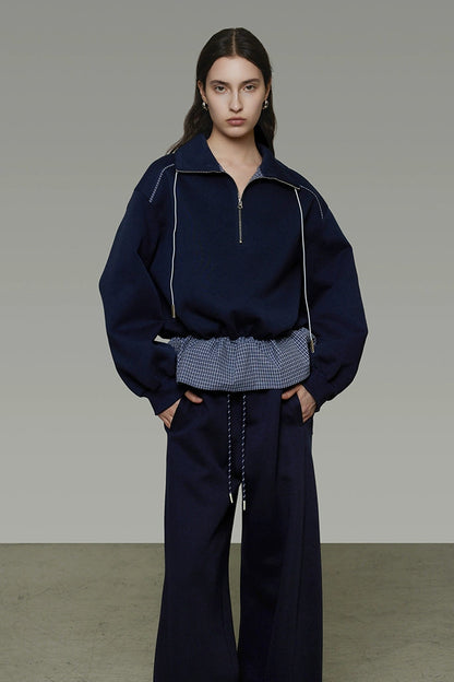 Contrast half-zipper sweatshirt B4441