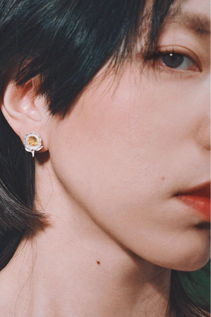 向日葵不對稱彩色耳環 B4466