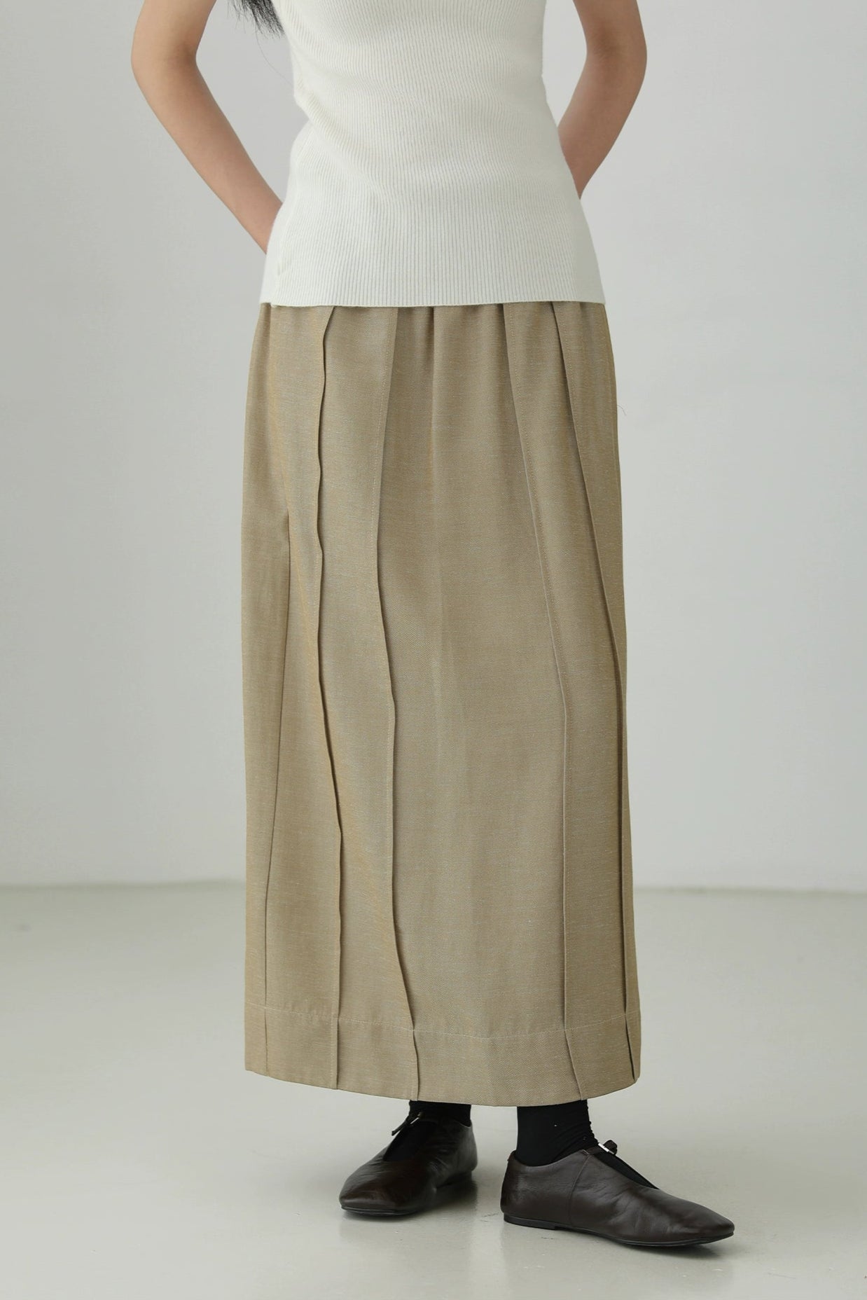 Tencel Linen Versatile Slit Skirt B4270