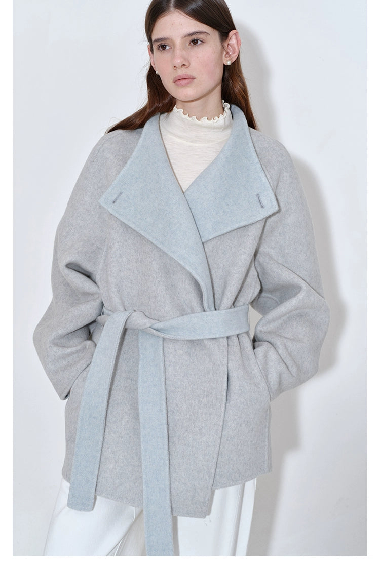 Reversible wool blend half coat B4406