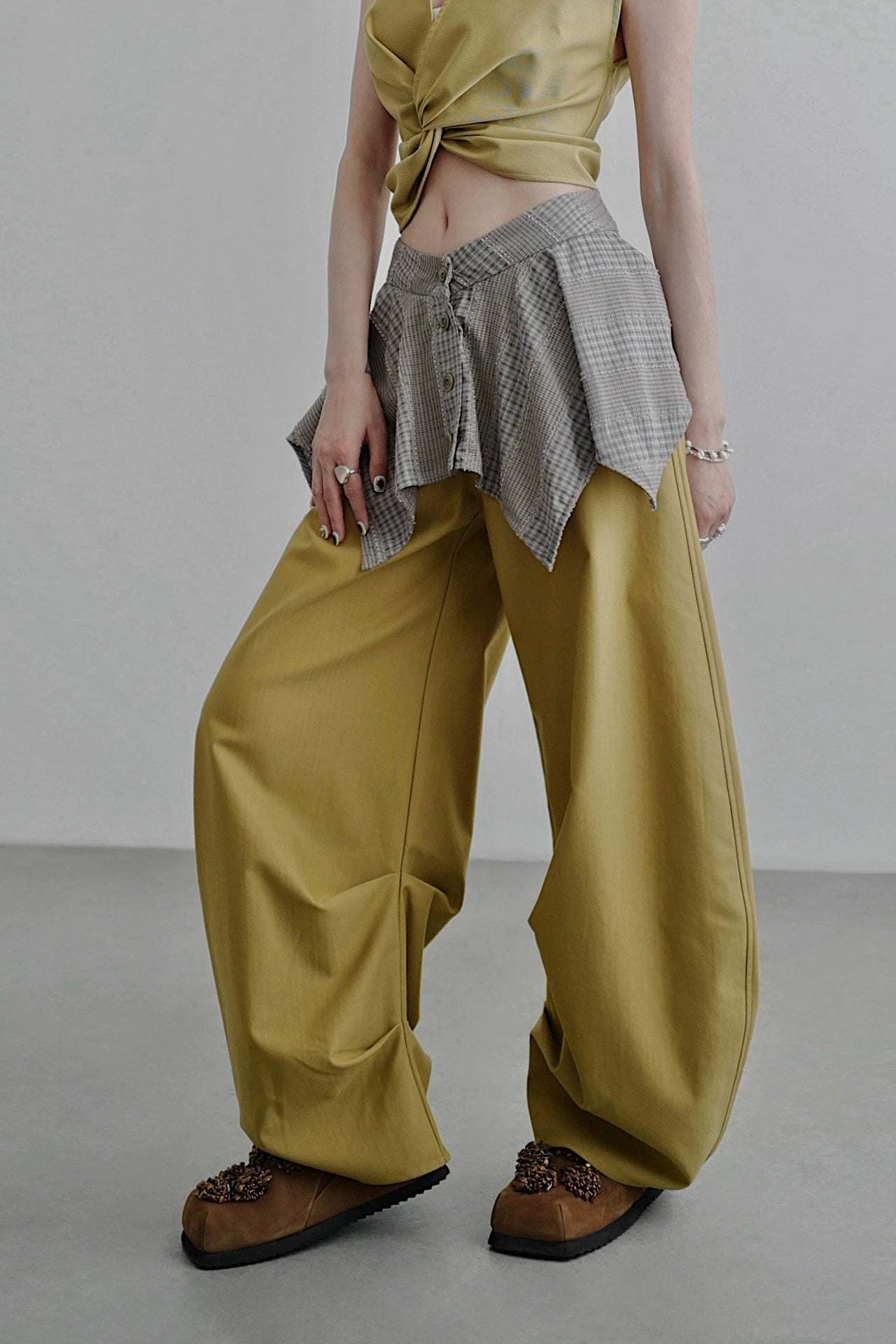 フェイクツーウエストワイドパンツ　B4258