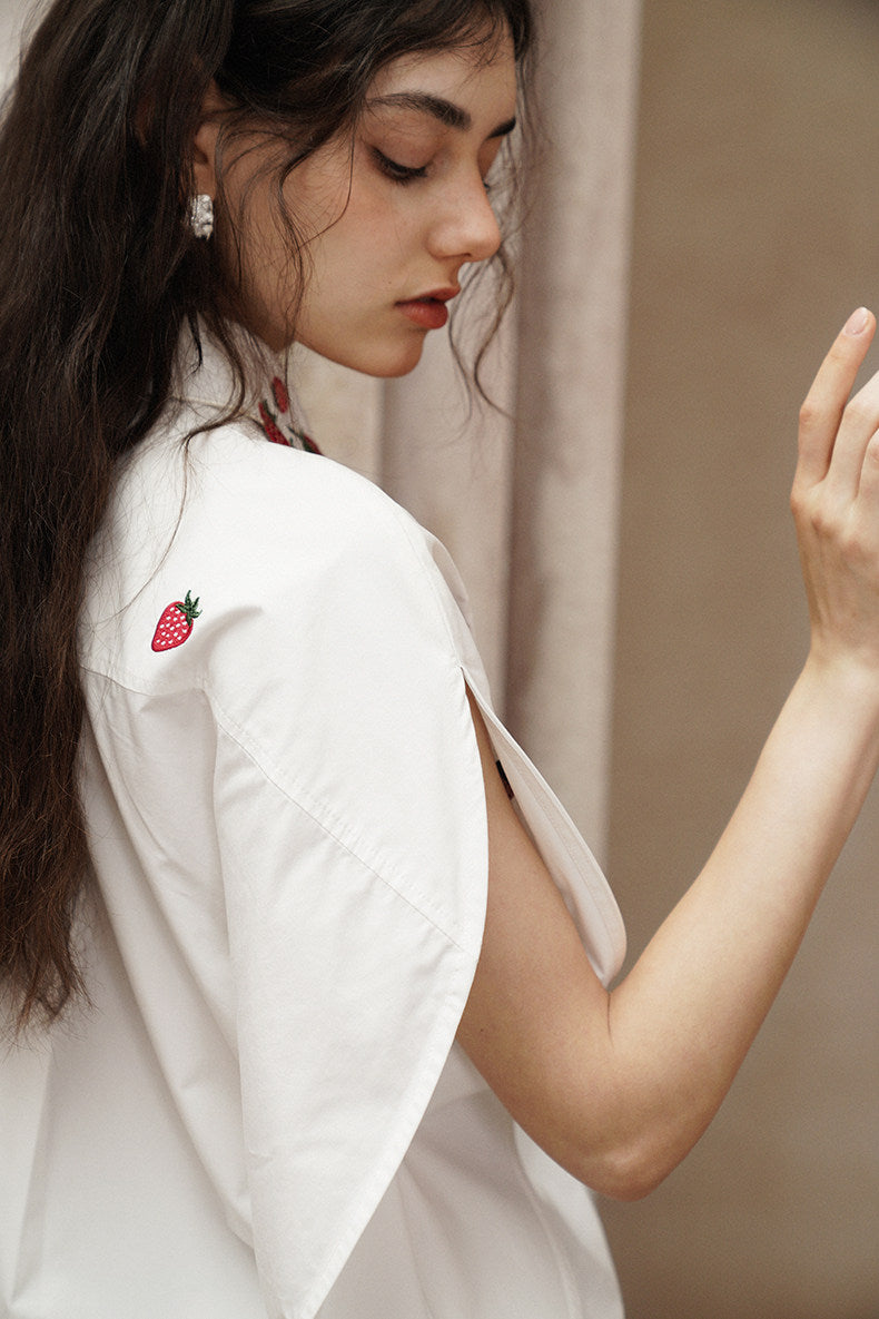 Strawberry Embroidered Flying Shirt B4790