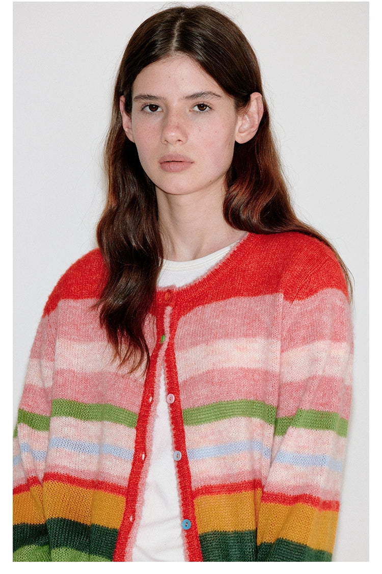 Niche Rainbow Stripe Cardigan B4405