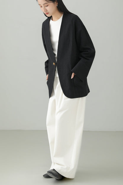 Minimalist Jacquard V-Neck Jacket B4659