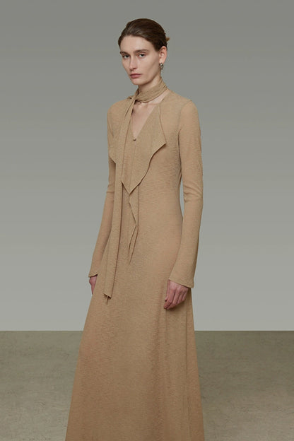 ストリーマーフリル V ネックドレス　B4198