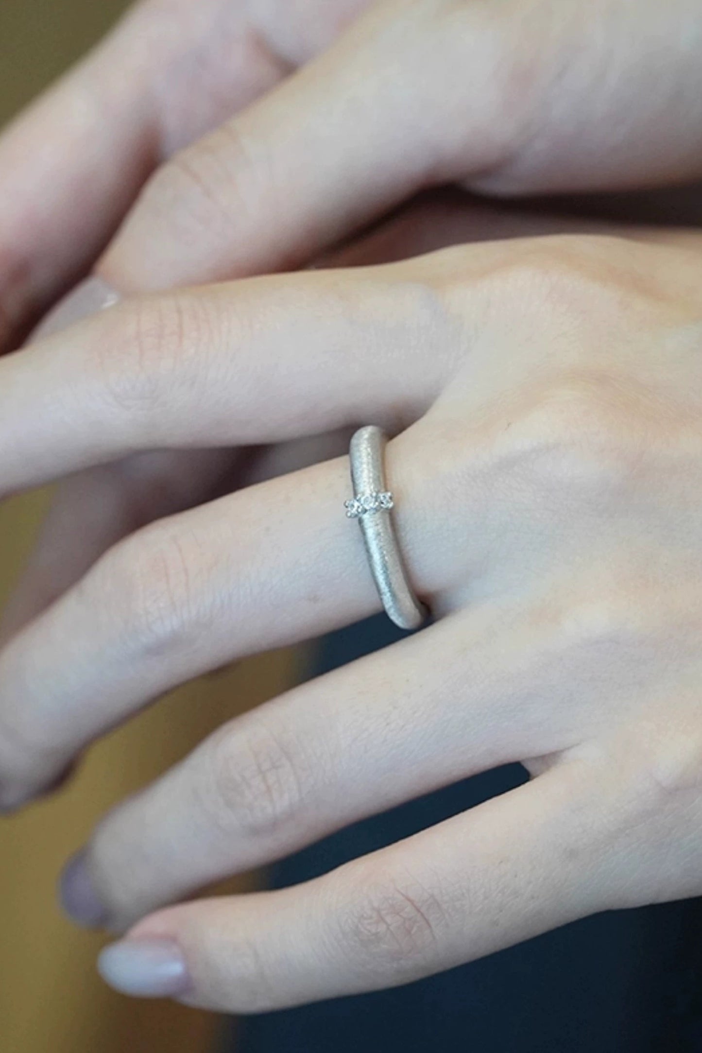 S925 緞面拉絲索引開口戒指 B4186