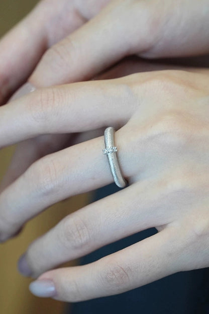 S925 緞面拉絲索引開口戒指 B4186