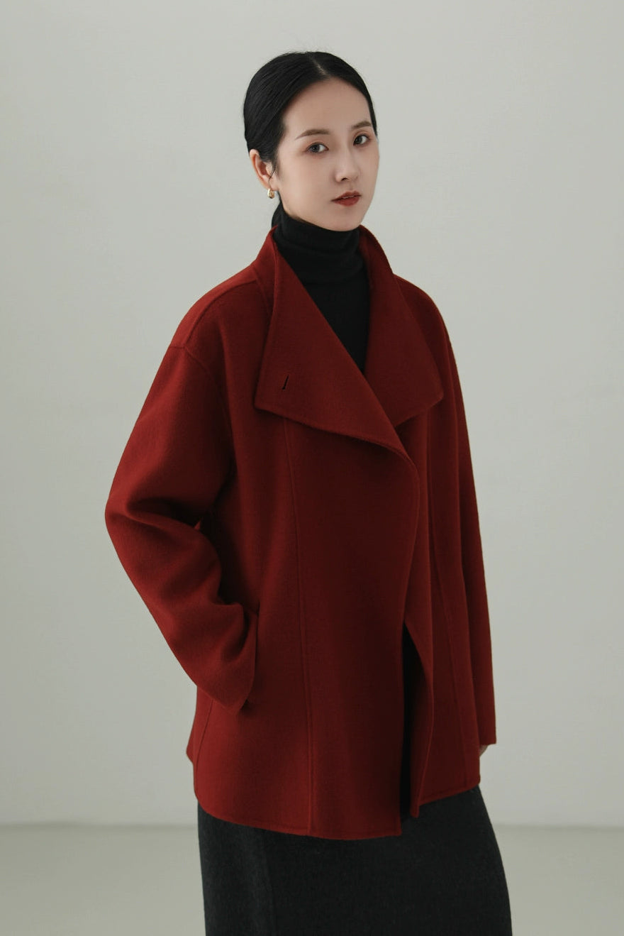 100% ウールダブルフェイスシングルボタンコート　B4527