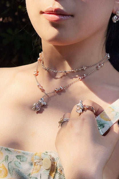 S925バニーナチュラルパールネックレス　B3976