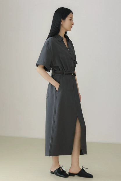 テンセルキュプラシャツワンピース　B3963