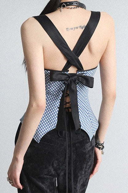 Bandeau suspenders with check straps B4652