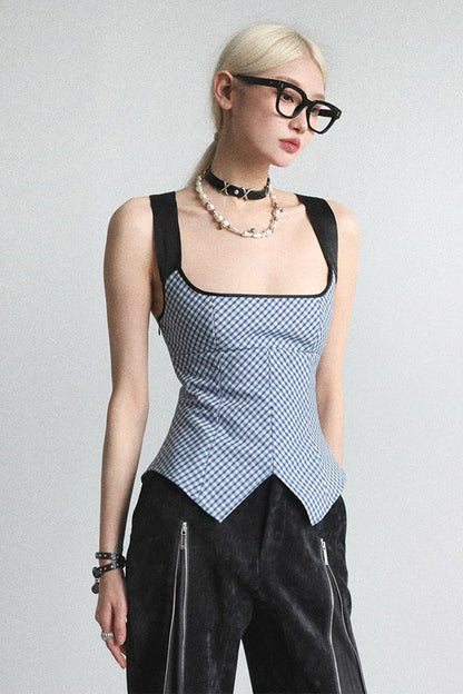Bandeau suspenders with check straps B4652