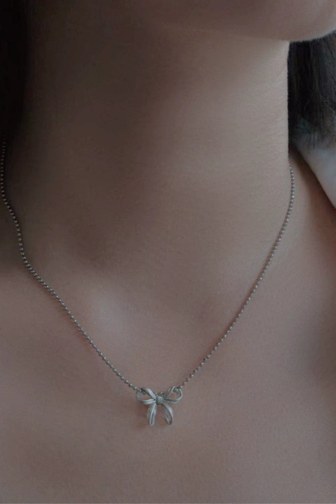 S925ボウニッチネックレス　B4298