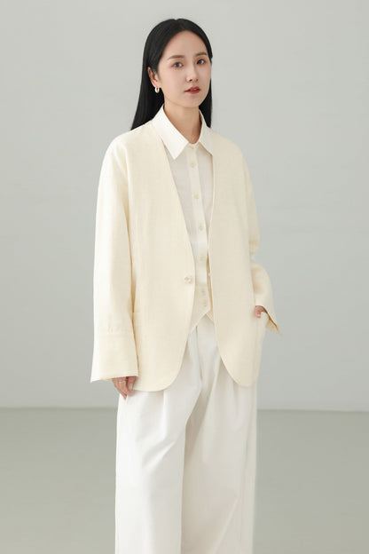 Minimalist Jacquard V-Neck Jacket B4659