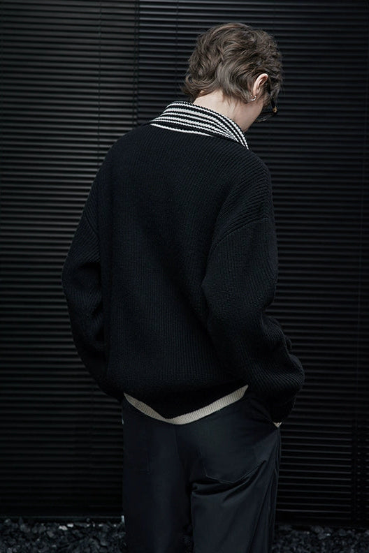 ブラックカラーブロックハイネック　B4425