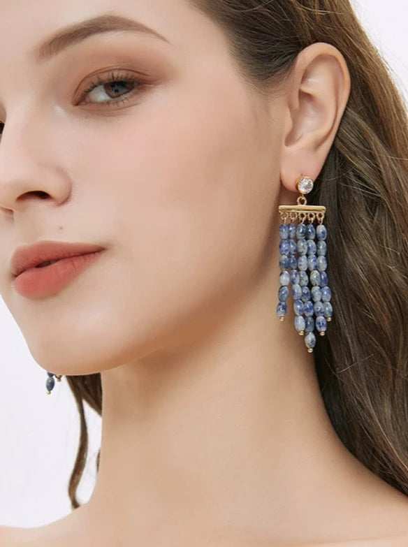 Natural stone tassel earrings B2712