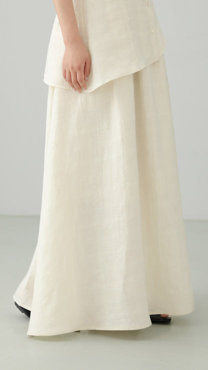 Minimal Linen Jacquard Long Skirt B4831