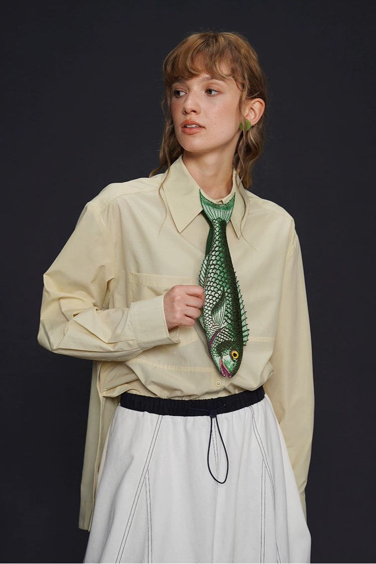 グリーンフィッシュヴィンテージ刺繡ニッチネクタイ　B4160