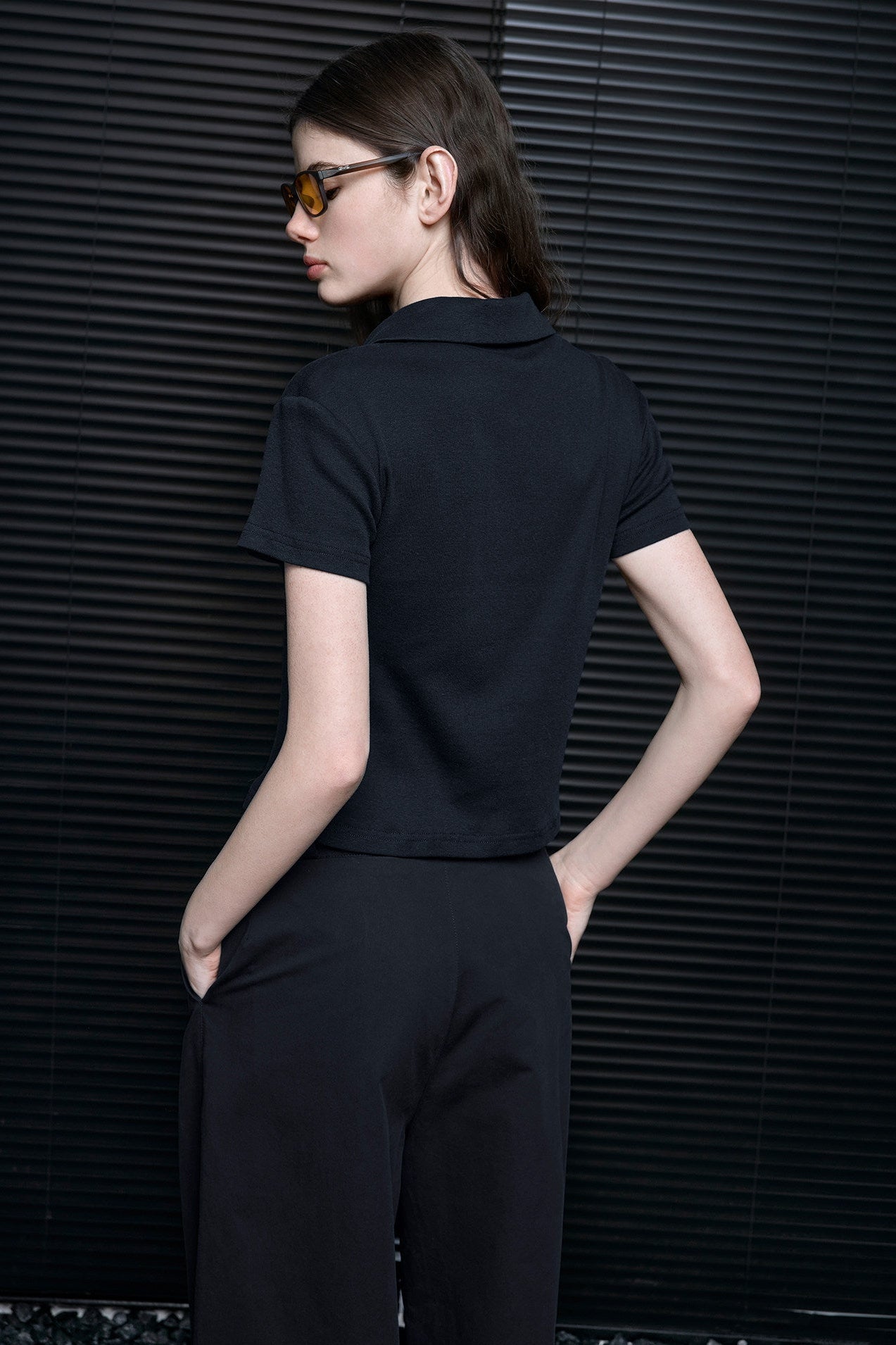 Black Cotton Slim Fit Polo Shirt B4689