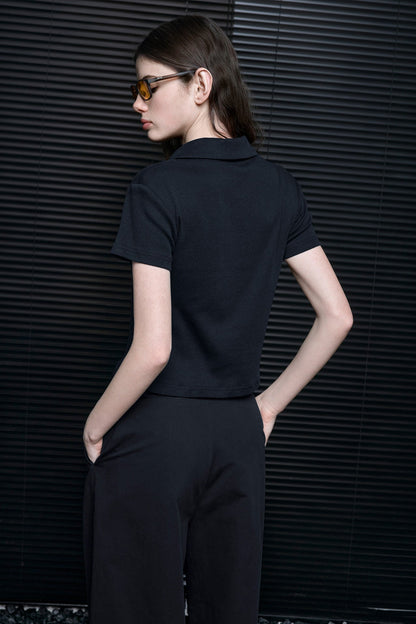 Black Cotton Slim Fit Polo Shirt B4689