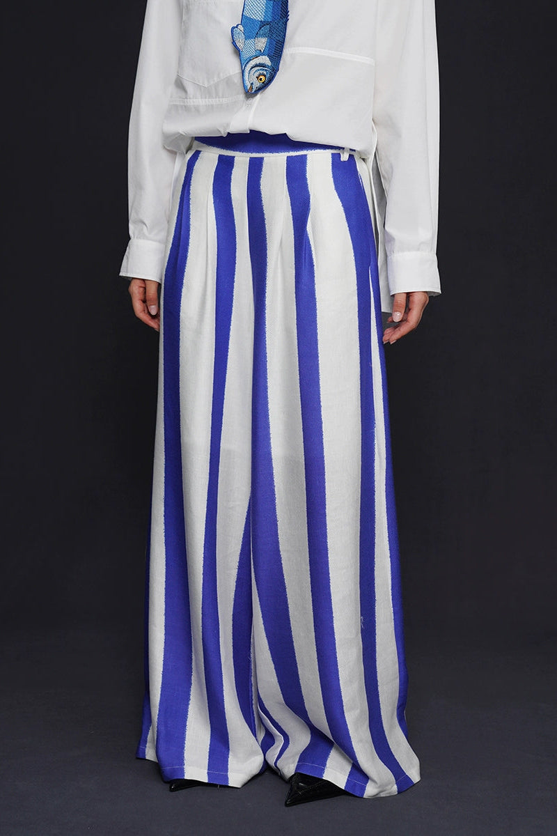 藍白條紋寬褲 B4159