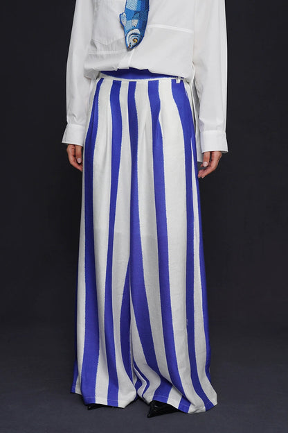 藍白條紋寬褲 B4159