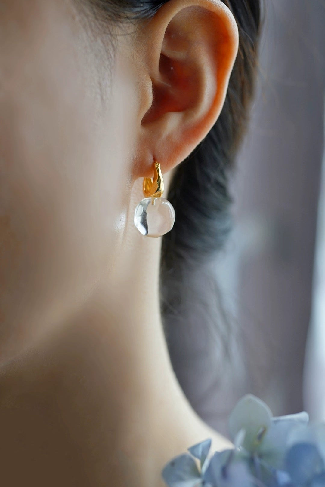 S925 天然白水晶 7A 級耳環 B4384