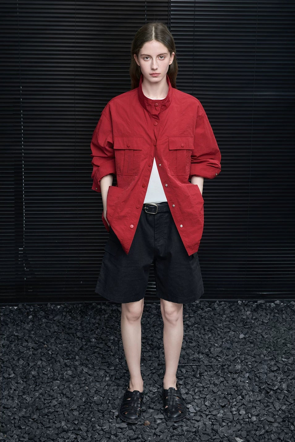 スタンドカラーワークウエアシャツジャケット　B4675