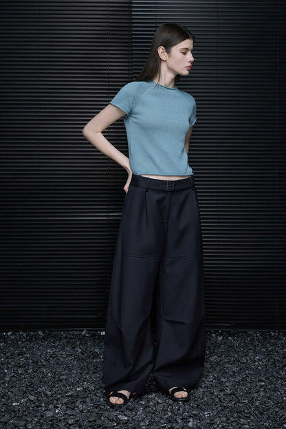 Black Scimitar Suit Wide Pants B4716