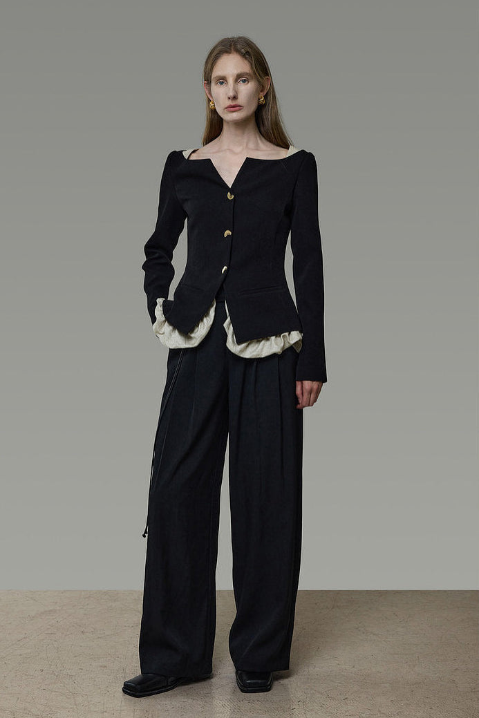 Bicolor Faux Layered Short Jacket B4941