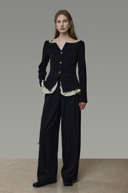 Bicolor Faux Layered Short Jacket B4941