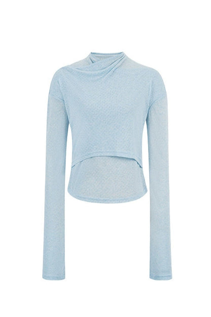 不規則領口長袖上衣 B4346