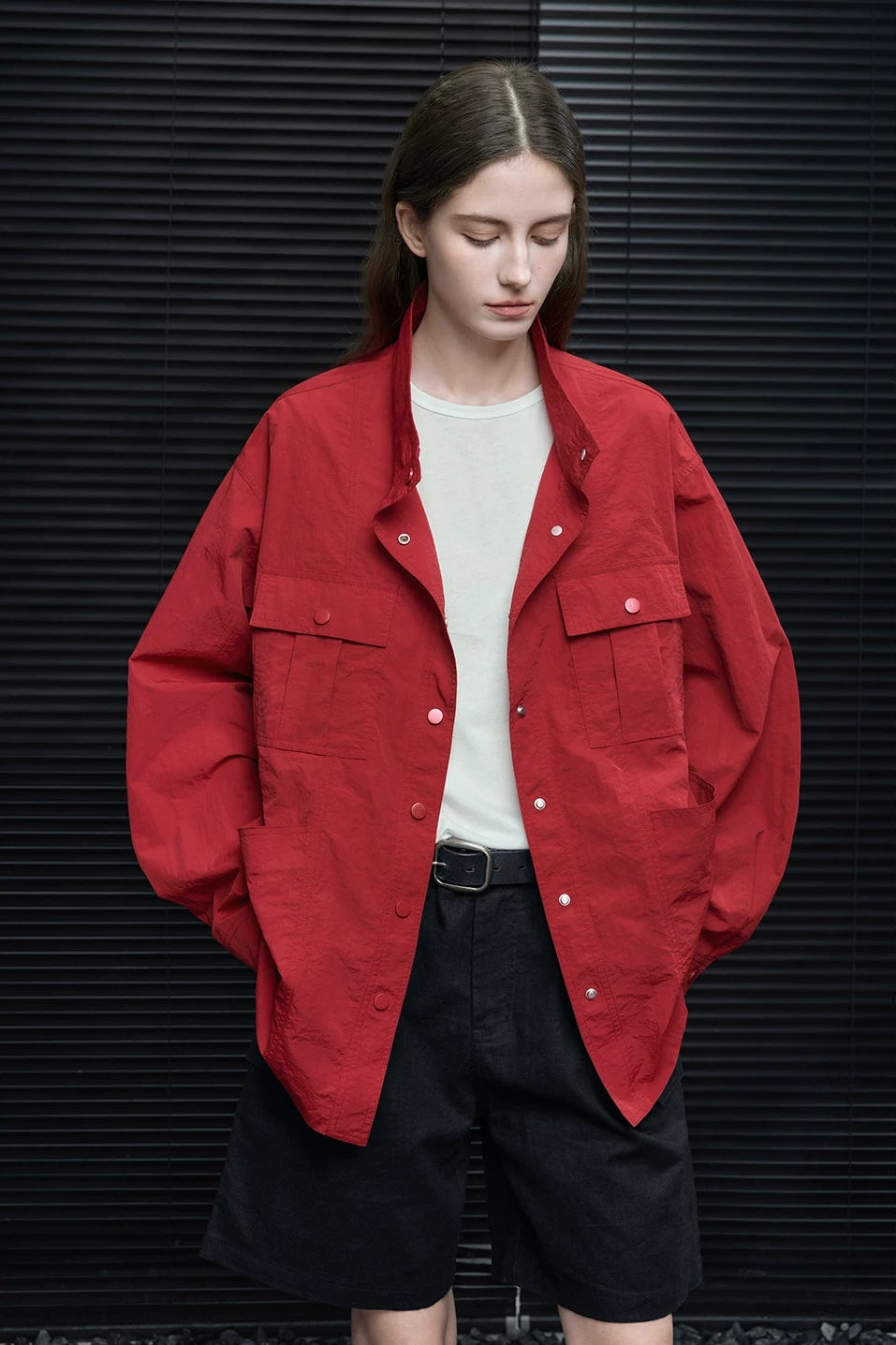 スタンドカラーワークウエアシャツジャケット　B4675