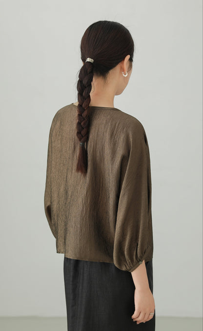 Acetate Crepe Dolman Sleeve Blouse B4893