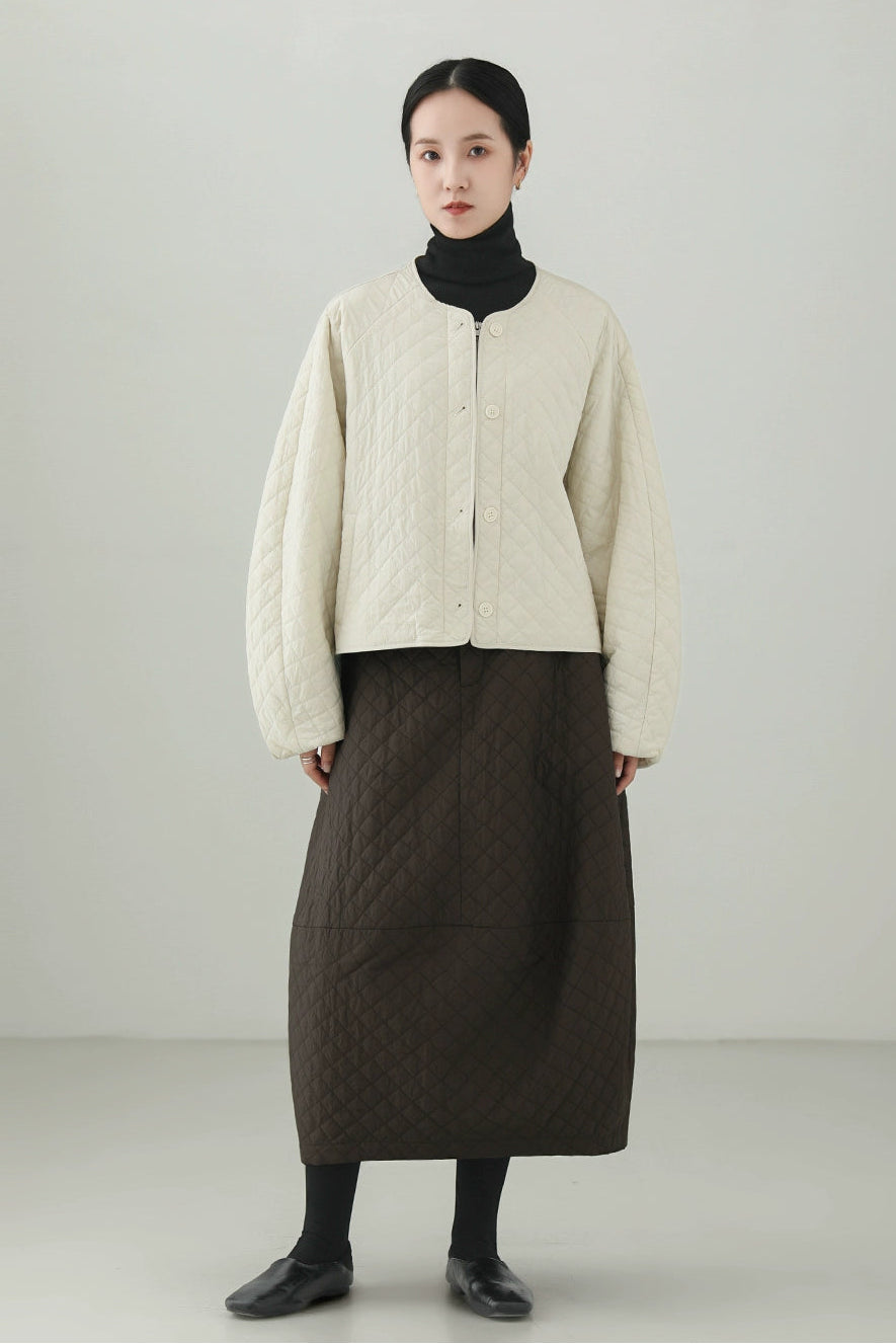 ウールキルティングショートコート　B4532