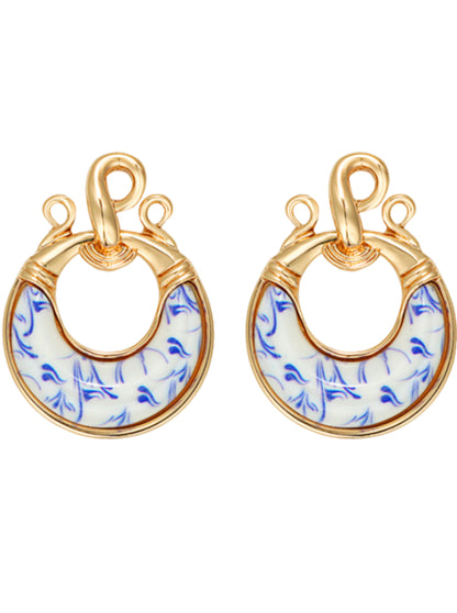 Blue &amp; white Chinese earrings B2560