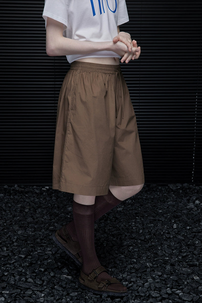 コーヒーカラールーズコットンハーフパンツ　B3871