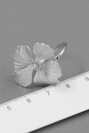 S925 Flower Peony Open Ring B4264