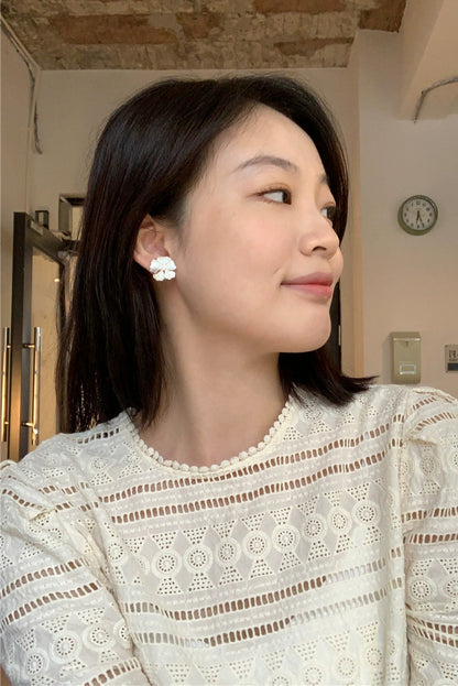 S925花牡丹耳環 B4263