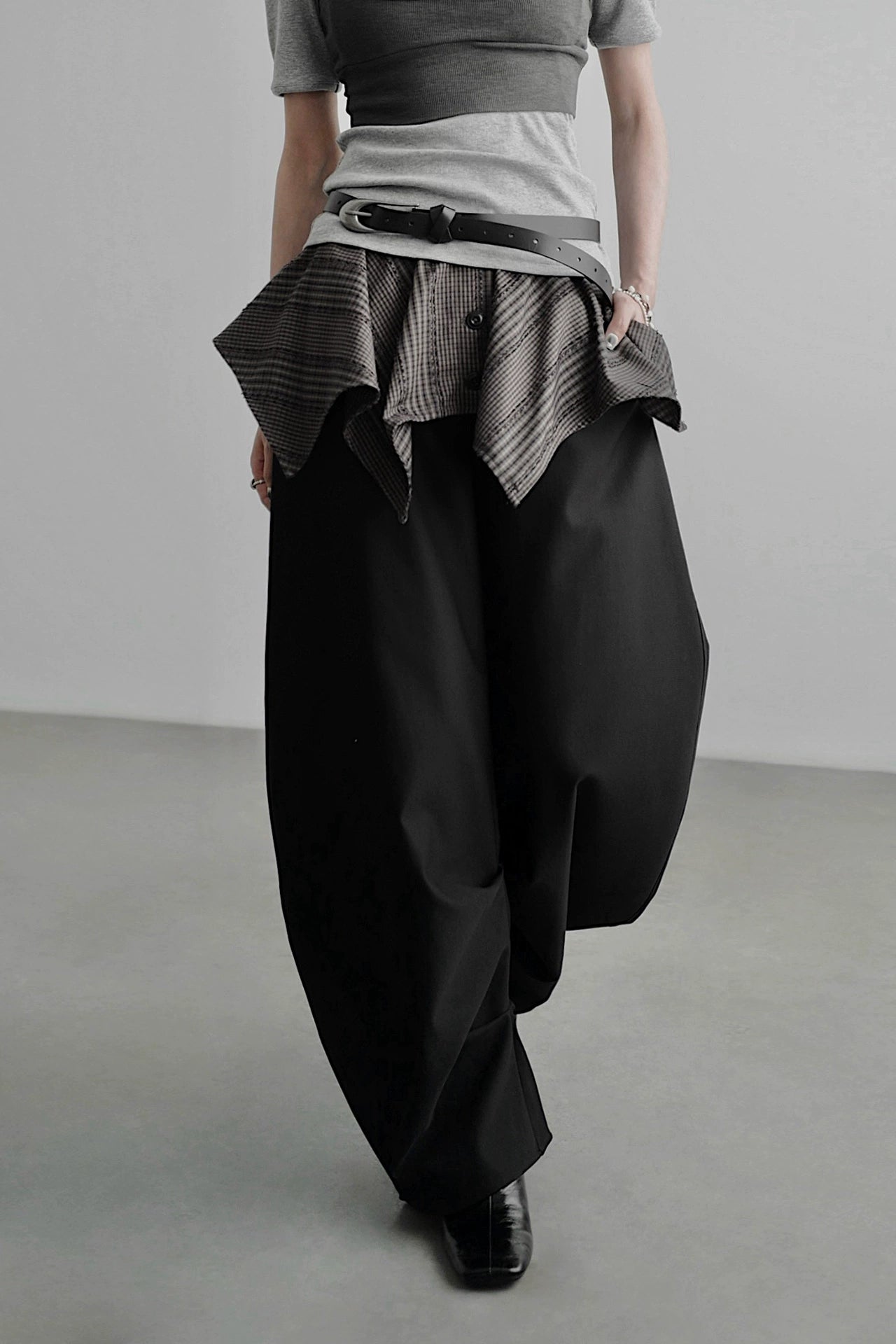 フェイクツーウエストワイドパンツ　B4258