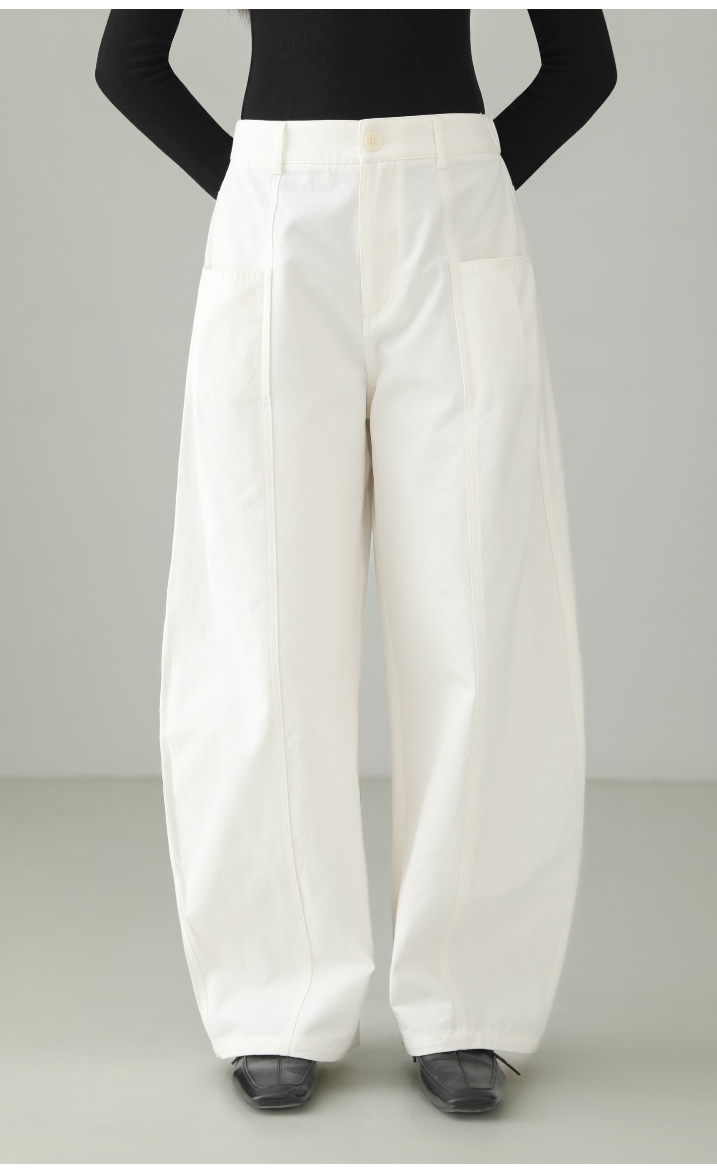 High-end Cotton Minimal Straight Pants B4726