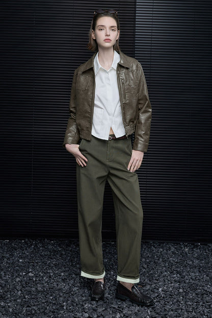 ホワイトコットンミニマリストショートシャツ　B4674