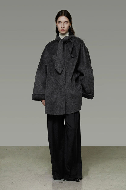 繫領雙面羊毛大衣 B4505