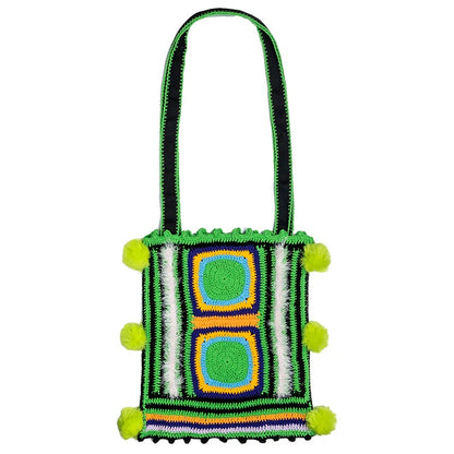 Hand hook green knit bag B2334