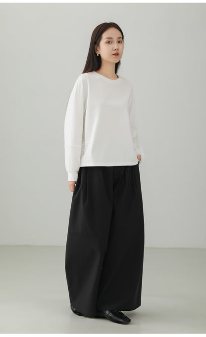 Cotton Stretch Minimal Loose Long Sleeve T-shirt B4727